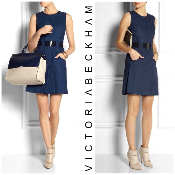 Victoria Beckham Dresses & Skirts - Victoria Beckham Sleeveless Belted  Denim Dress